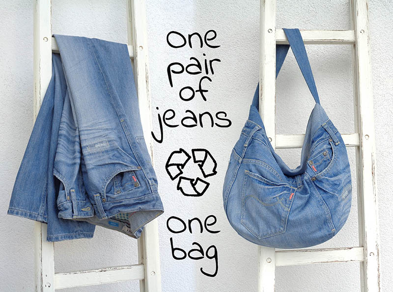 how to sew a denim hobo bag tutorial, sewing diy a hobo bag from old jeans  , jeans bags ideas 