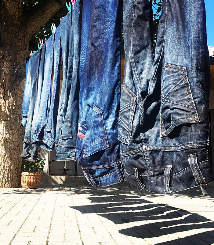 Drying jeans on the sunshine is eco