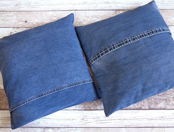 How to make the back of a sofa cushion from old jeans