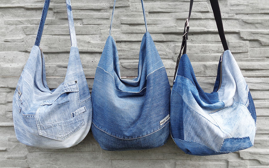 HOBO BAG FROM JEANS, HOBO BAG SEWING TUTORIAL, RECYCLE JEANS INTO BAGS