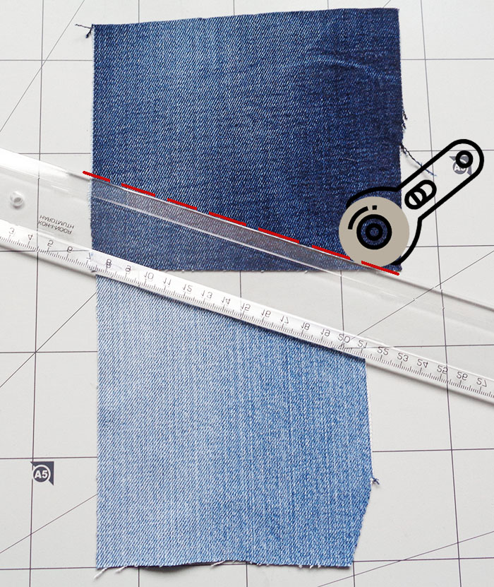 Cutting and sewing diagonals