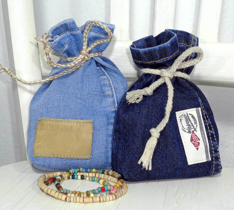 Reusable gift bags made from old jeans