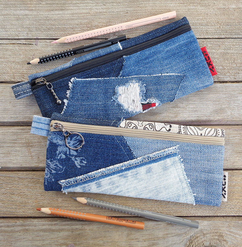 pencil cases from denim scraps