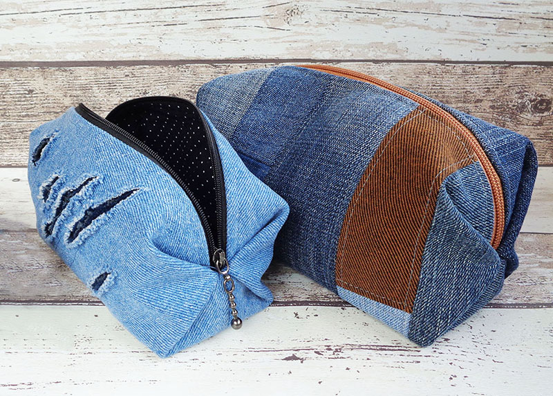Make-up bags made with old jeans