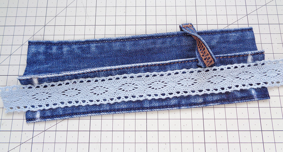 How to add lace to denim bracelet