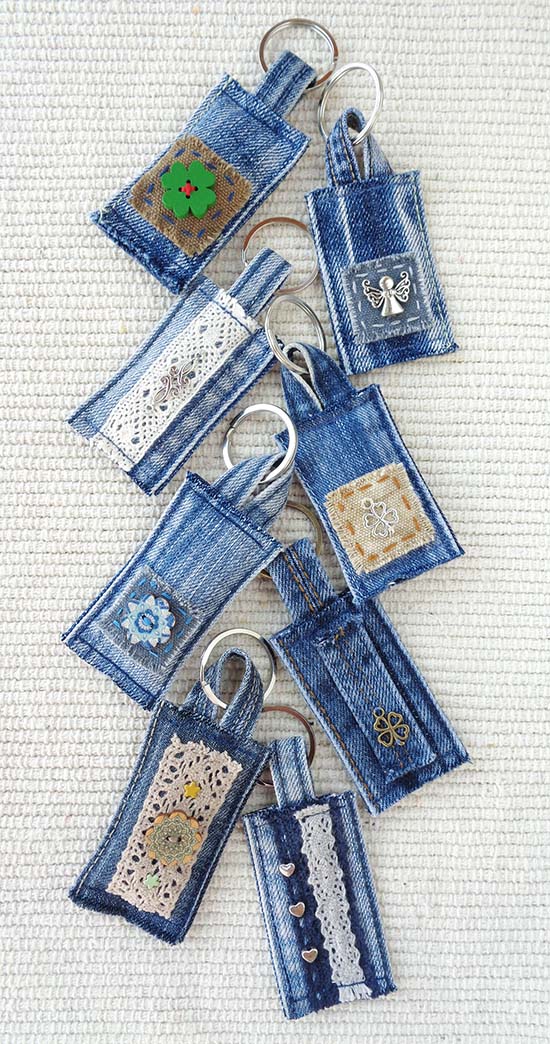 DIY denim keychains from old jeans