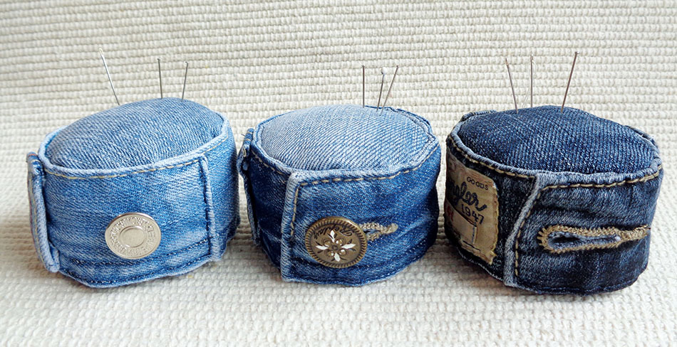 How to make a pin cushion with jeans waist band