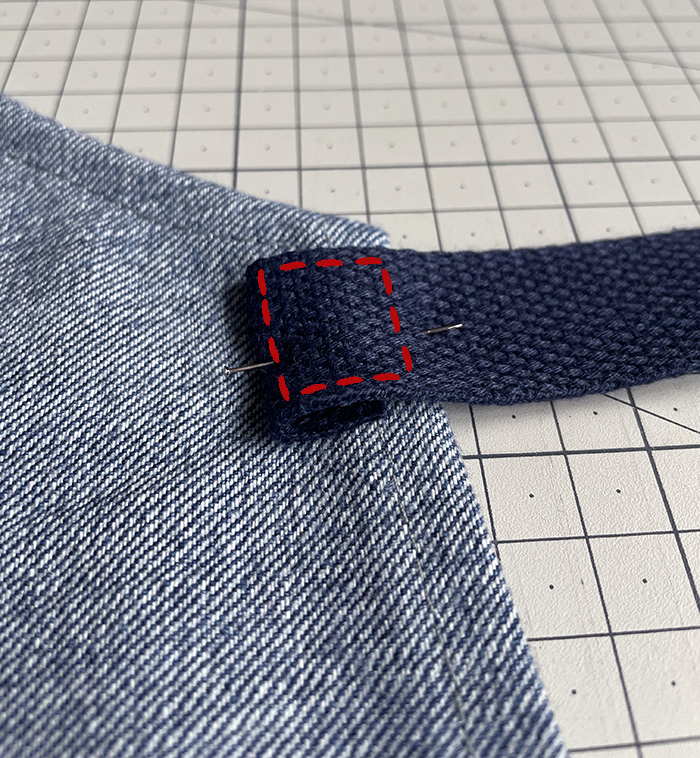 Stitch the strap on