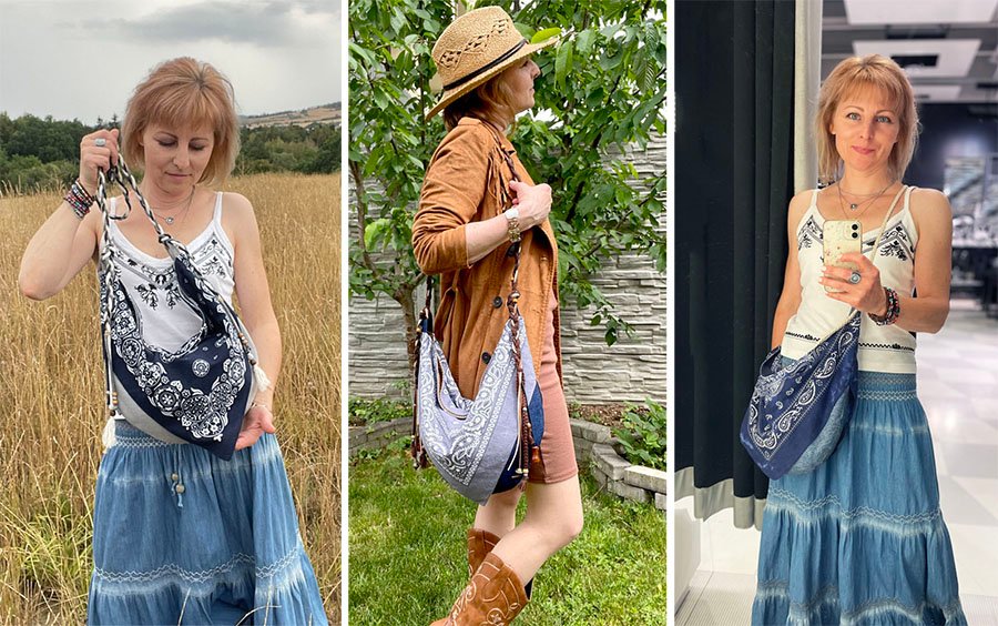 Bandana Bag shown on a model